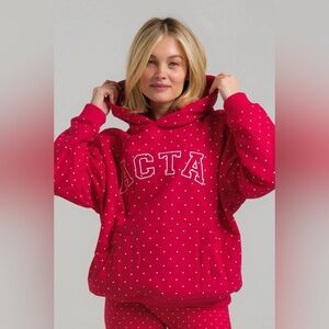 Acta XXS/X-Small Essential Red Polka Dot Hoodie. 🍒⚡️